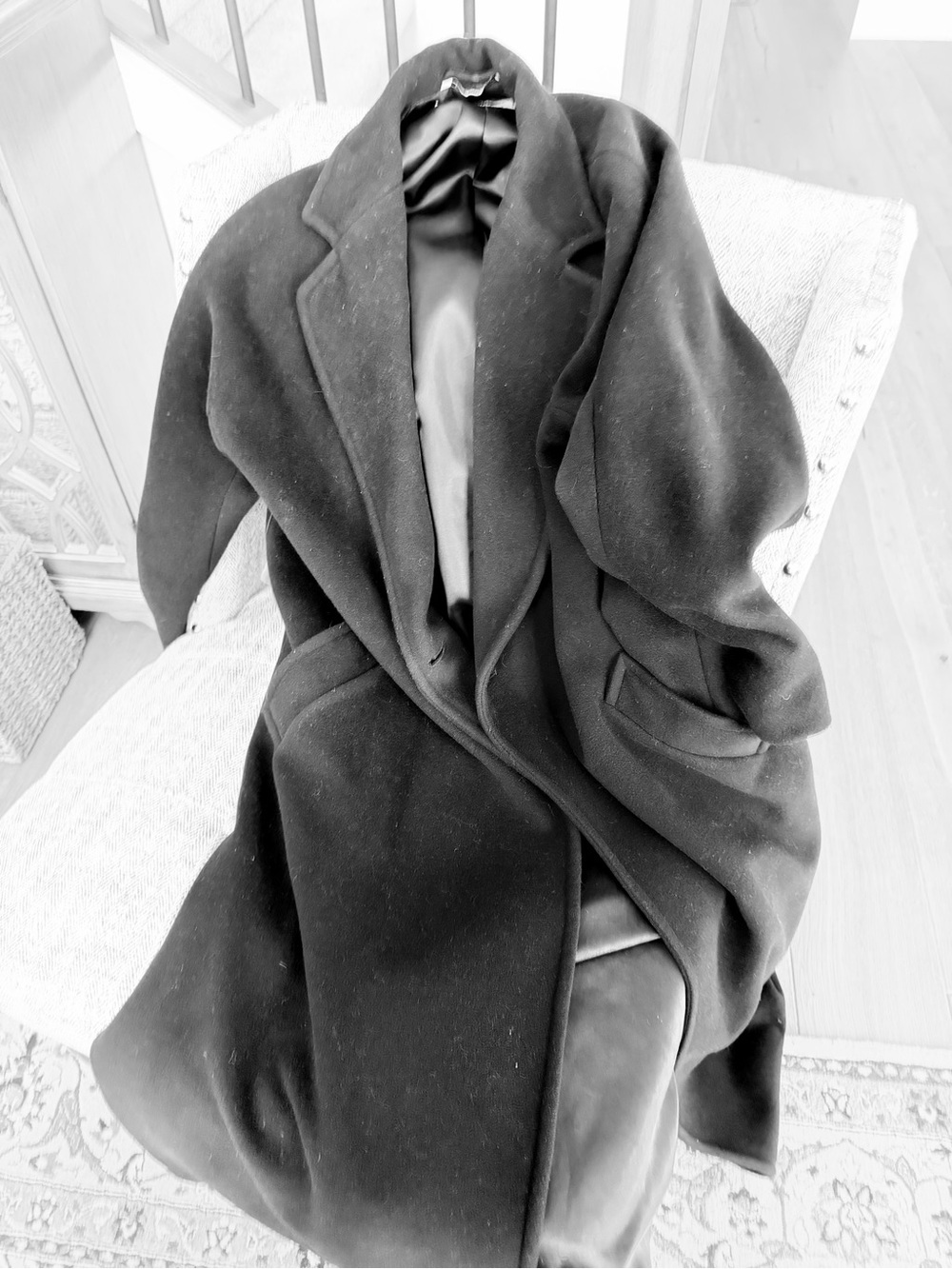 Made in Italy 🇮🇹 Black virgin Wool, Angora, Trench, Maxi Coat. Priced to sell!